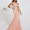 Corset Dresses Mac Duggal 48910M Metallic Lace Mermaid Prom Dress Pageant One Shoulder Corset