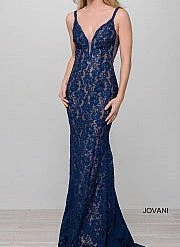 In Stock Jovani 48994 Size 10 Embellished Stretch Lace Prom Dress Pageant Gown In Peach