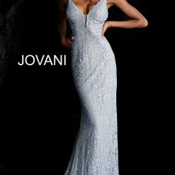 Jovani 48994 Long Fitted Embellished Lace Prom Dress Pageant Gown Sweeping Train Mermaid Dresses