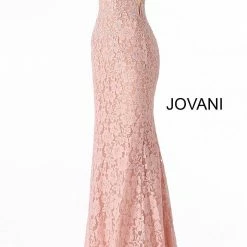 In Stock Jovani 48994 Size 10 Embellished Stretch Lace Prom Dress Pageant Gown In Peach