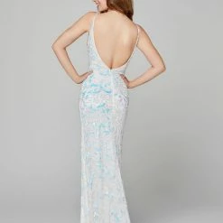 In Stock Primavera Couture 3450 Size 2 Sequin Beaded Fitted Prom Dress Slit Formal