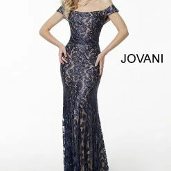 Jovani 49634 Off The Shoulder Embroidered Mother Of The Bride Dress