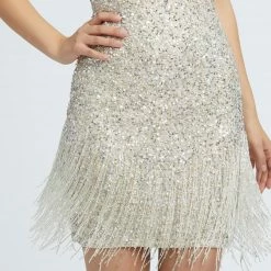 Mac Duggal 4971 Short Fitted Sequin V Neck Cocktail Dress Fringe Beaded Tassel Sequin Dresses 18 Mac Duggal 4971 Short Fitted Sequin V Neck Cocktail Dress Fringe Beaded Tassel Sequin Dresses