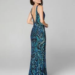In Stock Primavera Couture 3612 Size 4, 16 Long Fitted Sequin Formal Prom Dress Pageant Gown Backless Backless Dresses