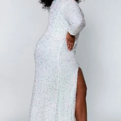 Sydney's Closet SC7320 Fitted Plus Sized Prom Dress Long Sleeves Scoop Neckline With Slit SC 7320 Long Sleeve Dresses 11 Sydney's Closet SC7320 Fitted Plus Sized Prom Dress Long Sleeves Scoop Neckline With Slit SC 7320 Long Sleeve Dresses