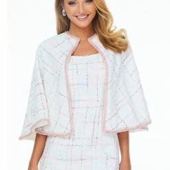 Ashleylauren Ashley Lauren 4430 Tweed Cocktail Dress With Separate Cape