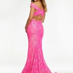 Ashleylauren Sequin Dresses Ashley Lauren 11115 Off The Shoulder Stretch Sequin Prom Dress