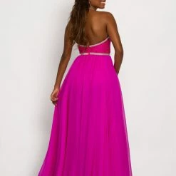 In Stock Johnathan Kayne 2219 Plunging Neckline Bodysuit With Overskirt And High Slit Size 4