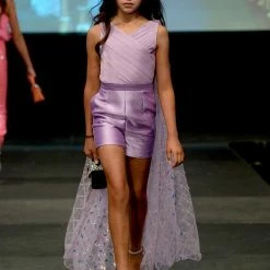 Marc Defang 5011 Girls Romper Pockets V Neck Sequin Cape Sleeves Fun Fashion Kids Jumpsuits & Rompers