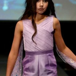 In Stock Marc Defang 5011 Size 6 Girls Romper Pockets V Neck Sequin Cape Sleeves Fun Fashion Kids Jumpsuits & Rompers