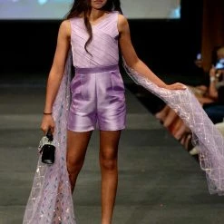 Marc Defang 5011 Girls Romper Pockets V Neck Sequin Cape Sleeves Fun Fashion Kids Jumpsuits & Rompers