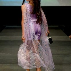 Marc Defang 5011 Girls Romper Pockets V Neck Sequin Cape Sleeves Fun Fashion Kids Jumpsuits & Rompers