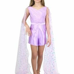 Marc Defang 5011 Girls Romper Pockets V Neck Sequin Cape Sleeves Fun Fashion Kids Jumpsuits & Rompers