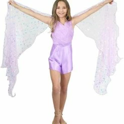 In Stock Marc Defang 5011 Size 6 Girls Romper Pockets V Neck Sequin Cape Sleeves Fun Fashion Kids Jumpsuits & Rompers