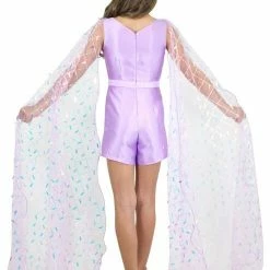 Marc Defang 5011 Girls Romper Pockets V Neck Sequin Cape Sleeves Fun Fashion Kids Jumpsuits & Rompers
