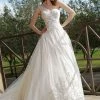 In Stock Davinci Bridal 50153 Size 12 A Line Tulle Ballgown Wedding Dress Lace One Shoulder Train Ballgown Dresses