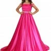 Ballgown Dresses Marc Defang 5017 Hot Pink Satin A Line Girls Pageant Dress Off The Shoulder Gown 2 Ballgown Dresses Marc Defang 5017 Hot Pink Satin A Line Girls Pageant Dress Off The Shoulder Gown