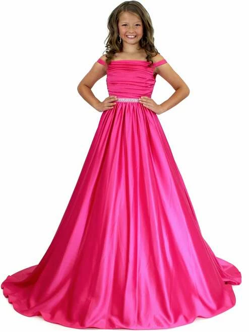 In Stock Ballgown Dresses Marc Defang 5017 Size 14 Hot Pink Satin A Line Girls Pageant Dress Off The Shoulder Gown 3 In Stock Ballgown Dresses Marc Defang 5017 Size 14 Hot Pink Satin A Line Girls Pageant Dress Off The Shoulder Gown