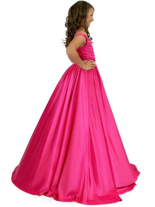 In Stock Ballgown Dresses Marc Defang 5017 Size 14 Hot Pink Satin A Line Girls Pageant Dress Off The Shoulder Gown 4 In Stock Ballgown Dresses Marc Defang 5017 Size 14 Hot Pink Satin A Line Girls Pageant Dress Off The Shoulder Gown