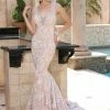 Davinci Bridal 50369 Fitted Lace Mermaid Wedding Dress Crystal Straps