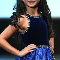 In Stock Marc Defang 5036 Size 12 Girls Velvet Top A Line Pageant Dress Beaded Keyhole Cutout Dress Ballgown Dresses