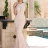 Davinci Bridal 50371 Jersey Sheer Fitted Lace Wedding Dress Mermaid Gown