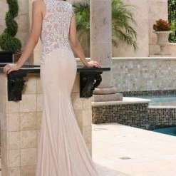 Davinci Bridal 50371 Jersey Sheer Fitted Lace Wedding Dress Mermaid Gown