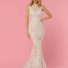Mermaid Dresses Davinci Bridal 50439 Long Lace Mermaid Wedding Dress Sheer High Neckline
