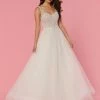 Davinci Bridal 50440 Long Tulle Ballgown Beaded Sheer Bodice Wedding Dress