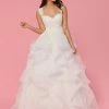 Davinci Bridal 50442 Organza Ruffle Layer Lace Ballgown Lace Bodice Wedding Dress