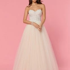 Davinci Bridal 50450 Strapless Lace Tulle Ballgown Wedding Dress Embellished Corset Ballgown Dresses