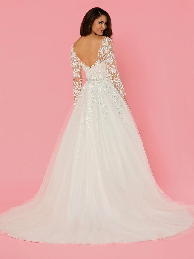 Davinci Bridal 50470 Embellished Lace Tulle Ballgown Wedding Dress Sheer Sleeve Neckline 4 Davinci Bridal 50470 Embellished Lace Tulle Ballgown Wedding Dress Sheer Sleeve Neckline