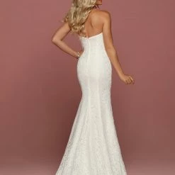 Davinci Bridal 50491 All Over Lace Fitted Wedding Dress Sweetheart Strapless Eyelash