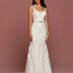 Davinci Bridal 50493 Fitted Lace Mermaid Wedding Dress Plunging Neck Crystal Belt Mermaid Dresses 7 Davinci Bridal 50493 Fitted Lace Mermaid Wedding Dress Plunging Neck Crystal Belt Mermaid Dresses