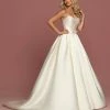 Davinci Bridal 50494 Mikado Pleated Ballgown Wedding Dress Pockets Buttons Train