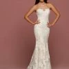 Mermaid Dresses Davinci Bridal 50500 Fitted Sheer Lace Illusion Wedding Dress Keyhole Open Back