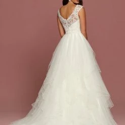 Ballgown Dresses Davinci Bridal 50501 Ruffle Layer Tulle Ballgown Wedding Dress Sheer Lace Gown