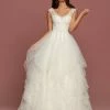 Ballgown Dresses Davinci Bridal 50501 Ruffle Layer Tulle Ballgown Wedding Dress Sheer Lace Gown 2 Ballgown Dresses Davinci Bridal 50501 Ruffle Layer Tulle Ballgown Wedding Dress Sheer Lace Gown