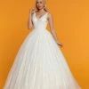 Davinci Bridal 50510 Lace Ballgown Tulle Wedding Dress V Neck Illusion Straps Buttons Train Ballgown Dresses