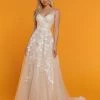 Davinci Bridal 50513 Embellished Lace Shimmer Sheer Illusion Wedding Dress Train