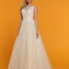 Davinci Bridal 50515 Lace Tulle Ballgown Wedding Dress Sheer Illusion Neckline Back