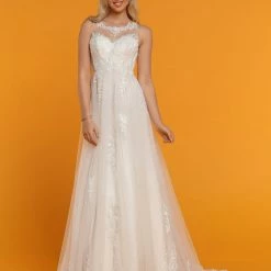 Davinci Bridal 50519 Sweetheart Empire Lace Ballgown Wedding Dress Sheer Neck Back
