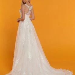 Davinci Bridal 50519 Sweetheart Empire Lace Ballgown Wedding Dress Sheer Neck Back