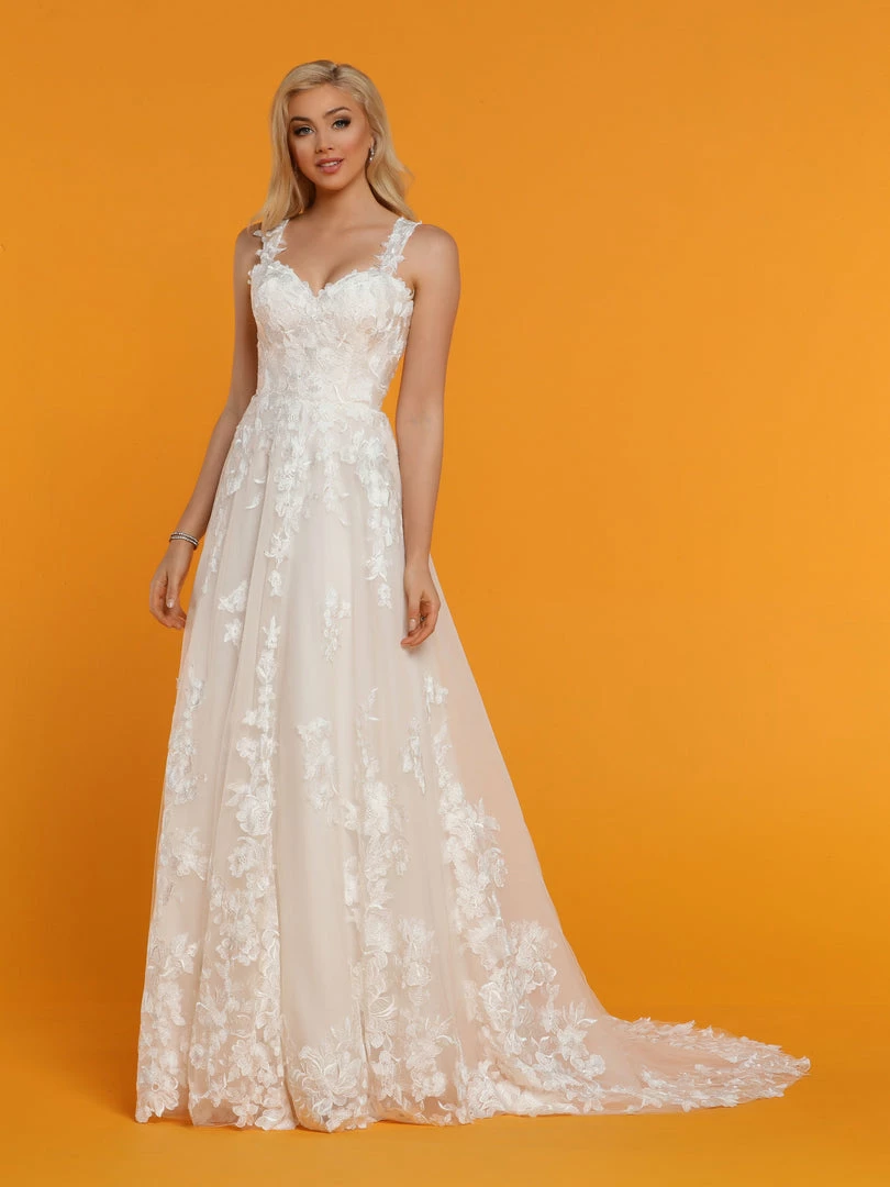 Davinci Bridal 50521 Empire Lace Tulle A Line Wedding Dress 3D Applique Sheer Straps 3 Davinci Bridal 50521 Empire Lace Tulle A Line Wedding Dress 3D Applique Sheer Straps