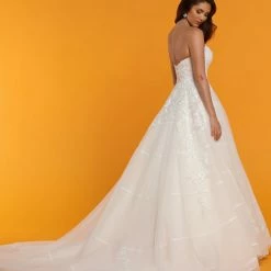 Davinci Bridal 50535 Lace Oragnaza Ballgown Wedding Dress Ruffle Ribbon Layer