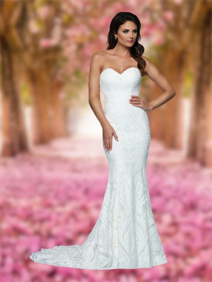 In Stock Mermaid Dresses Davinci Bridal 50543 Size 4 Sequin Lace Wedding Dress Train Strapless Fitted Flare Gown 4 In Stock Mermaid Dresses Davinci Bridal 50543 Size 4 Sequin Lace Wedding Dress Train Strapless Fitted Flare Gown