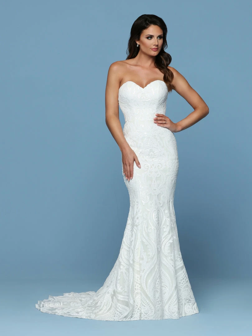 In Stock Mermaid Dresses Davinci Bridal 50543 Size 4 Sequin Lace Wedding Dress Train Strapless Fitted Flare Gown 3 In Stock Mermaid Dresses Davinci Bridal 50543 Size 4 Sequin Lace Wedding Dress Train Strapless Fitted Flare Gown