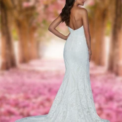 In Stock Mermaid Dresses Davinci Bridal 50543 Size 4 Sequin Lace Wedding Dress Train Strapless Fitted Flare Gown 9 In Stock Mermaid Dresses Davinci Bridal 50543 Size 4 Sequin Lace Wedding Dress Train Strapless Fitted Flare Gown