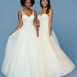 Davinci Bridal 50544 Embellished Bodice Tulle A Line Ballgown Wedding Dress V Ncek Ballgown Dresses