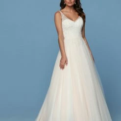 Davinci Bridal 50544 Embellished Bodice Tulle A Line Ballgown Wedding Dress V Ncek Ballgown Dresses